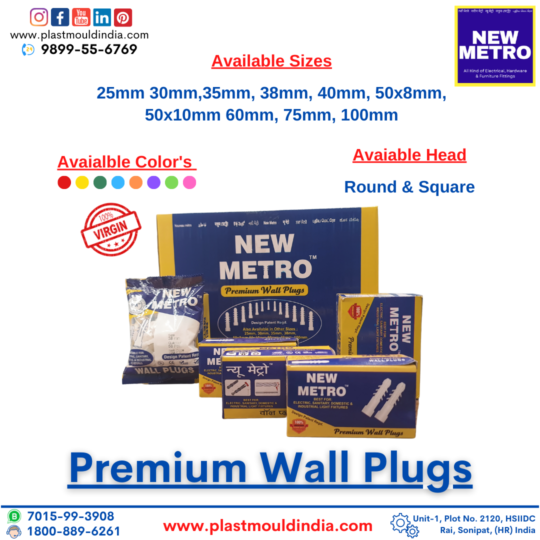 60 Mm Wall Plugs - High Density Polyethylene, 60 Mm Length, White And Grey Colors | Soft Material, Plastic Injection Molding Design, Expanding Anchor