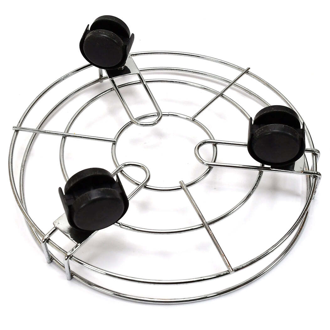 Steel Heavy Duty Gas Trolly (5197) - Iron Material, 34x34x10 Cm | Durable Round Plant Stand With Wheels, Supports Up To 300 Pounds, Easy Mobility