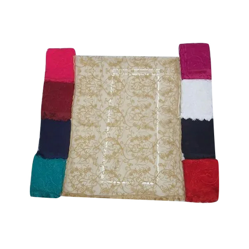 मल्टीकलर 2.20 मीटर नेट एम्ब्रॉयडरी कट बॉर्डर दुपट्टा