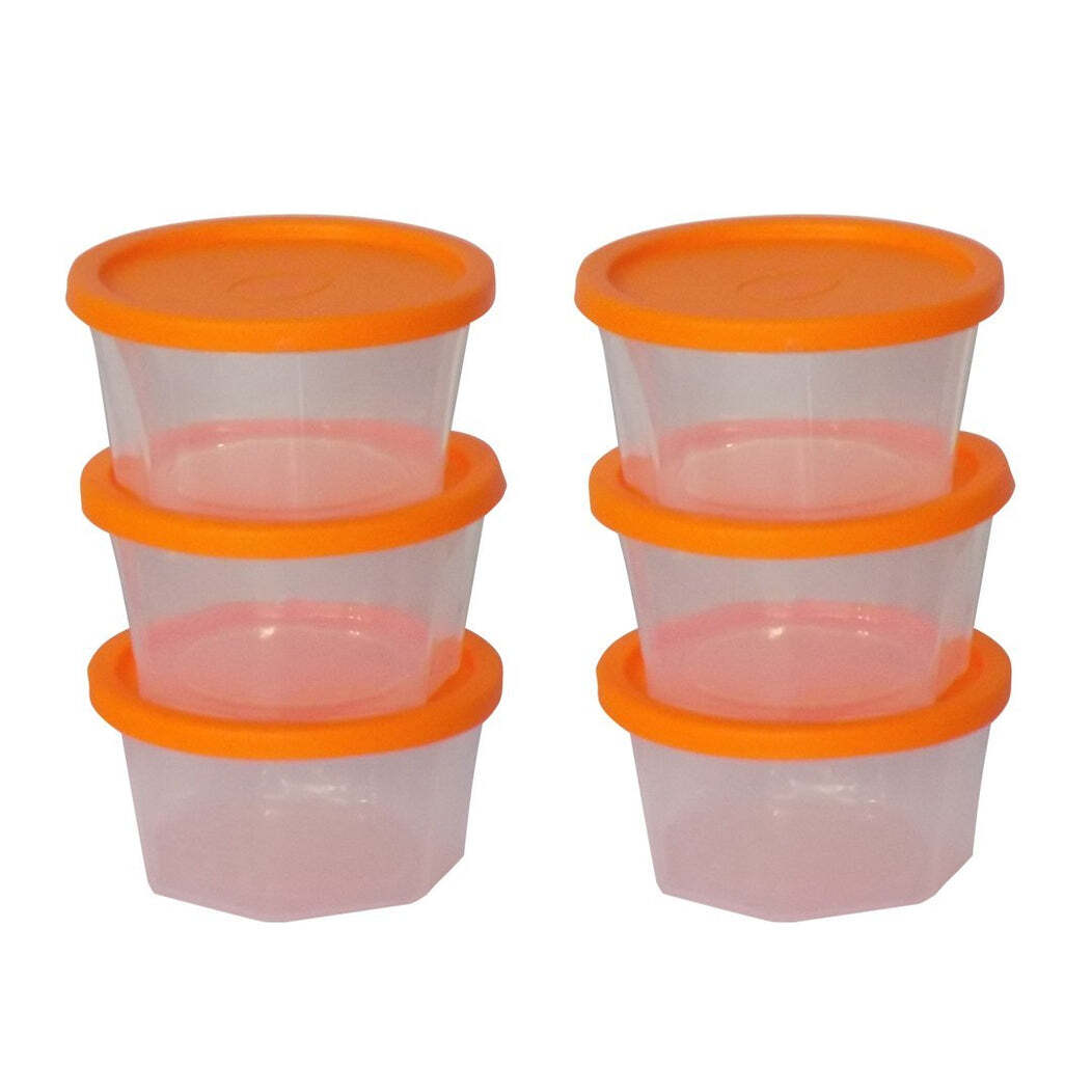 Plastic Container Set 200ml Set Of 6(0171) - Bpa Free, Odorless, 200 Ml, Mix Color | Shatterproof, Air Tight Seal, Stackable For Space Saving
