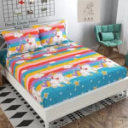 Multi Color Microfiber King Abstract Fitted (Elastic) Bedsheet