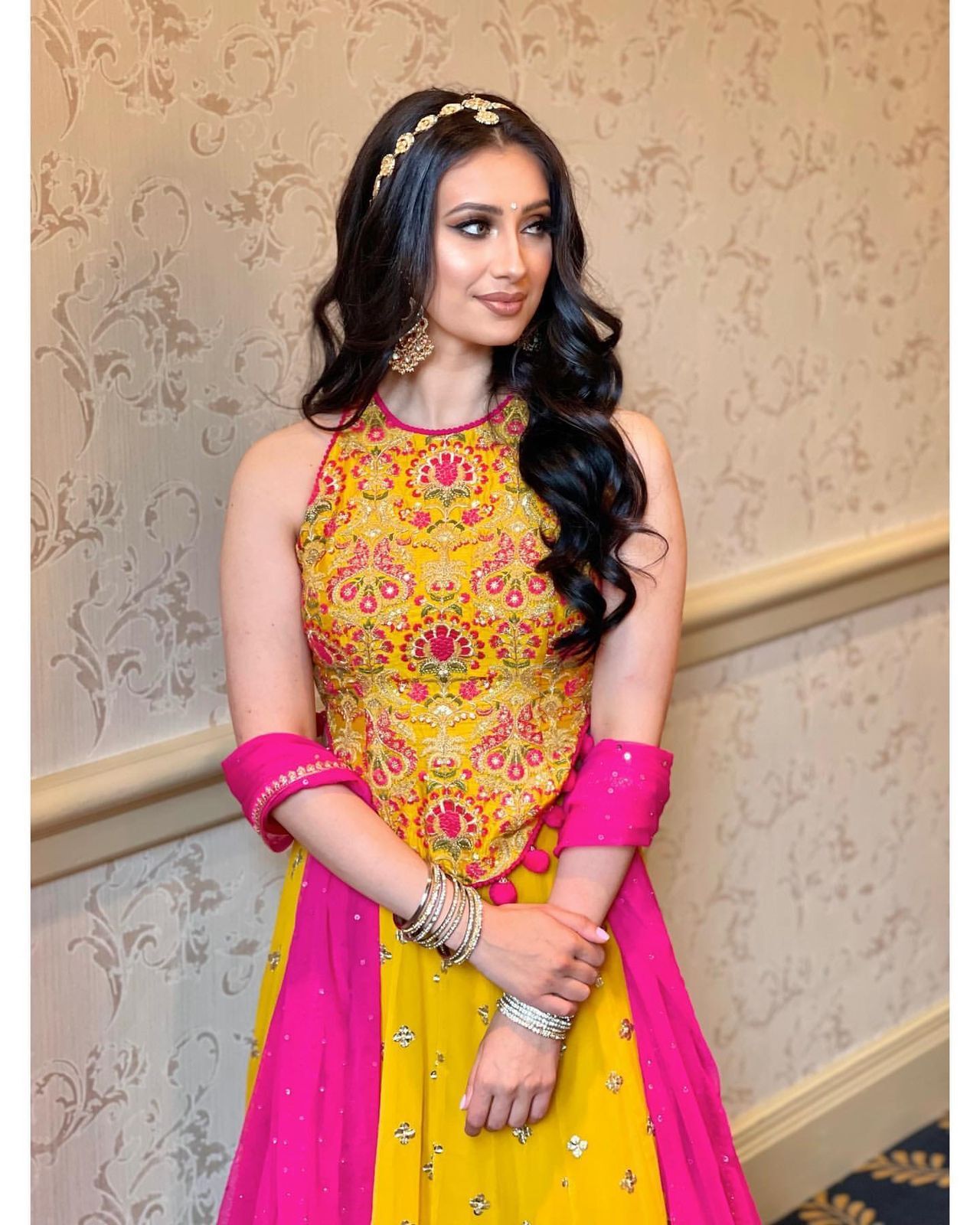 Embroidered Lehenga - Faux Georgette, Semi-stitched 37 Inches Length | Heavy 5mm Sequence Work, Yellow, Xxl Size, Washable, Unstitched Choli