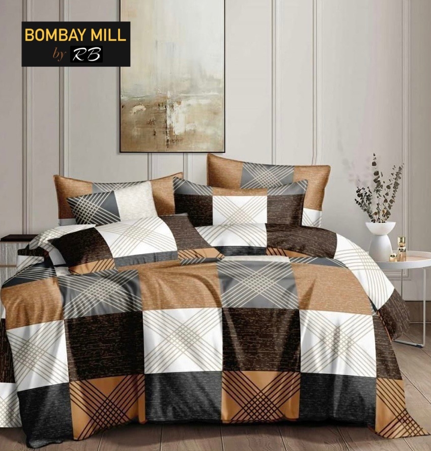 Bedsheet Double - Glace Cotton 90x100 Inches Mix Color Zig Zag Pillow Covers - No Fade Fabric With Attractive Pvc Zip Lock Packing