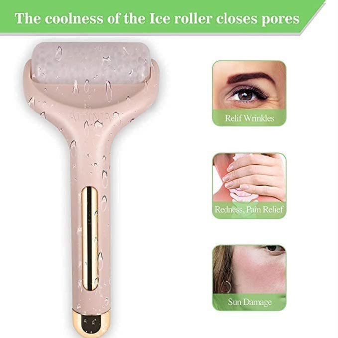 Flawless Ice Roller - Plastic, 9 X 4 X 3 Cm | Pink Color, Massager For Pore Reduction And Skin Tone Improvement, Cooling Effect