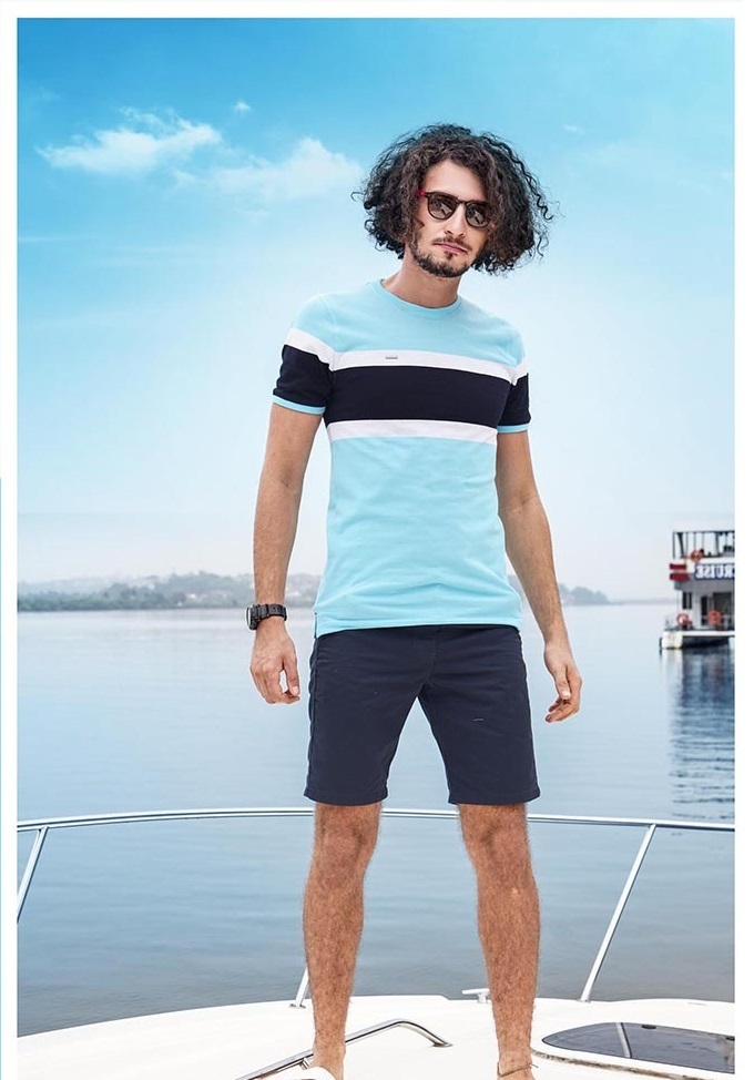Mens Casual Striped T-shirt - Slim Fit, Half Sleeves, Round Neck, Airtex Fabric, Size 36-40, Machine Washable, Available In 6 Colors | Pack Of 18