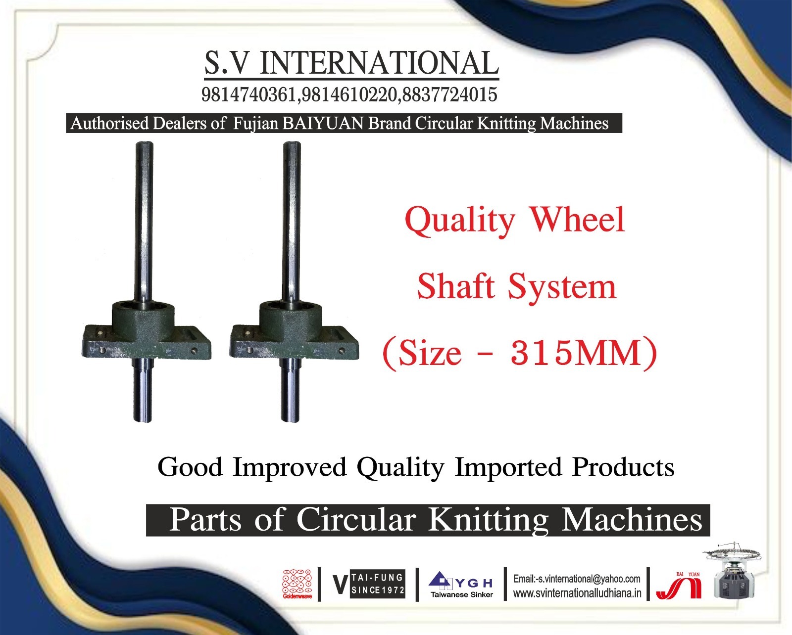 Quality Wheel Shaft System - Steel 315 Mm Size | Designed For Circular Knitting Machines Double Quantity Option