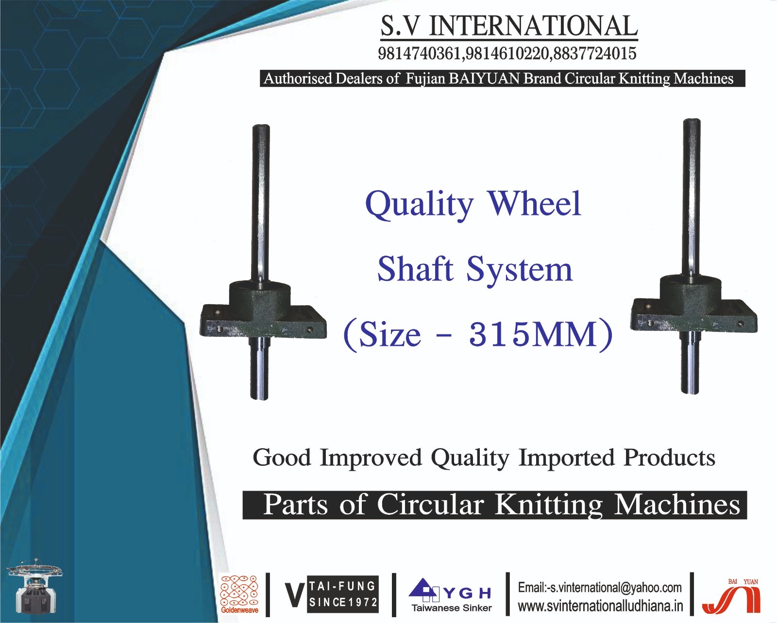 Quality Wheel Shaft System - Steel 315 Mm Size | Designed For Circular Knitting Machines Double Quantity Option
