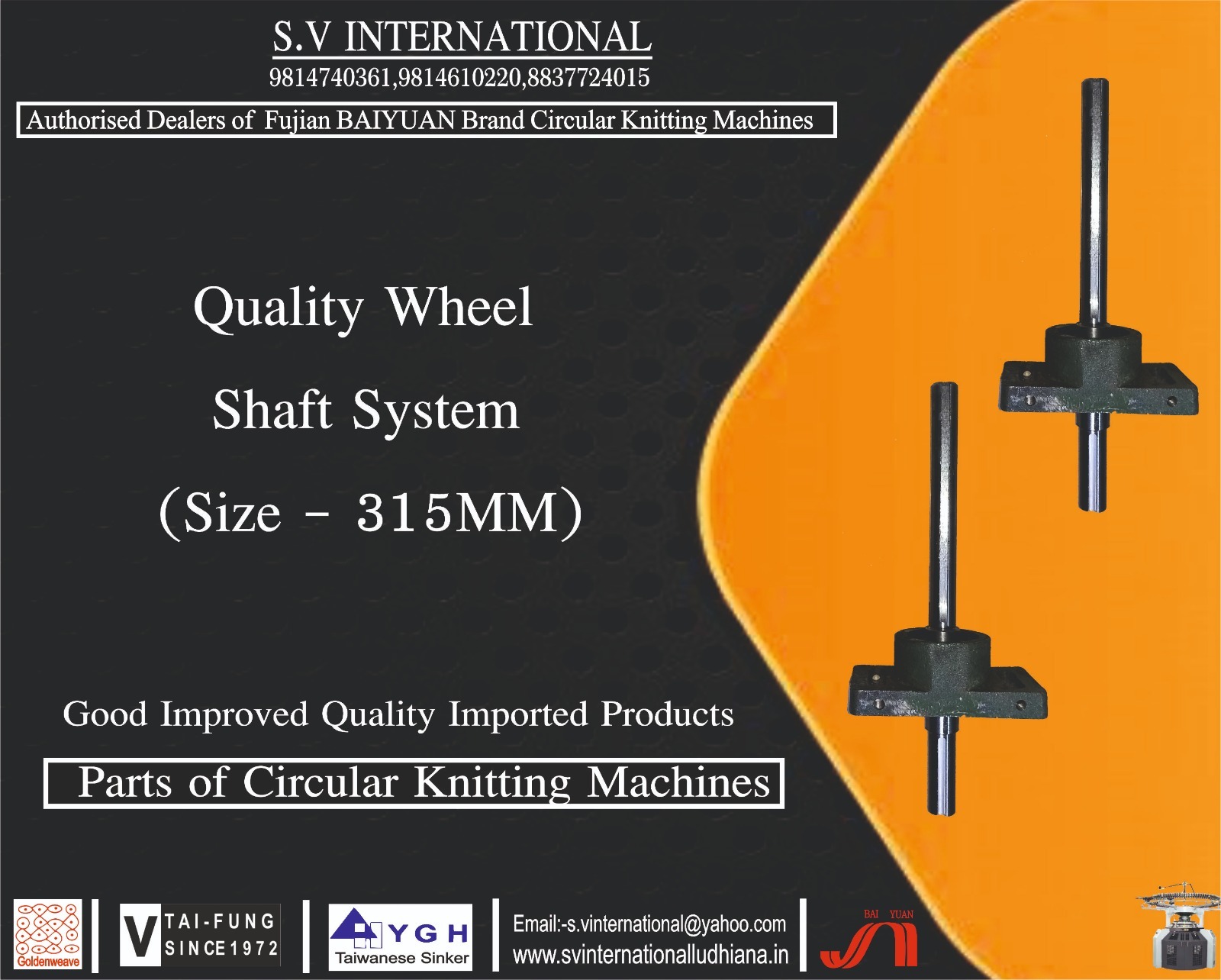 Quality Wheel Shaft System - Steel 315 Mm Size | Designed For Circular Knitting Machines Double Quantity Option
