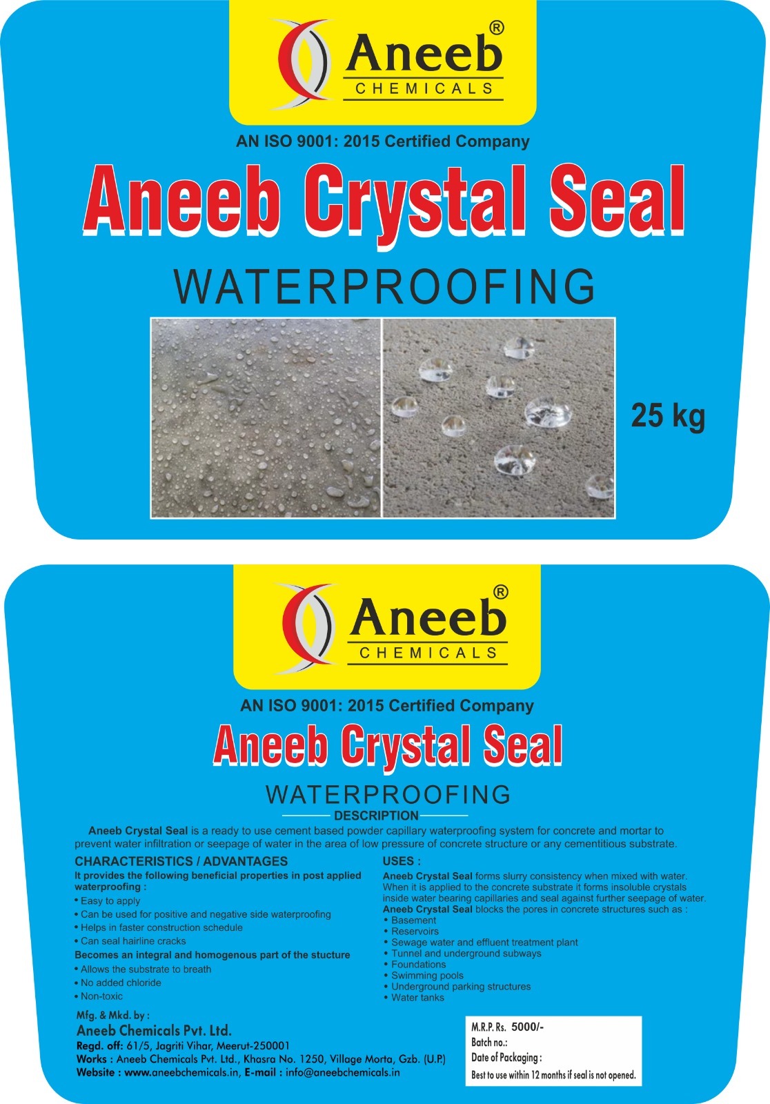 Aneeb Crystal Seal Waterproofing Application: Industrial