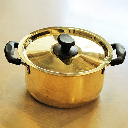 Gold Tamrapatra Pure Brass Stew Pan With Lid