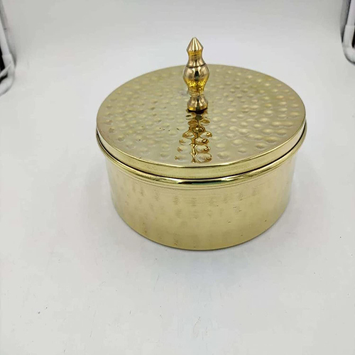 Gold Tamrapatra Brass (Pital) Roti Chapatti Casserole Box With Lid (Without Tin Coating Large)