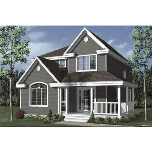 ब्राउन-व्हाइट प्रीफैब्रिकेटेड फार्म हाउस