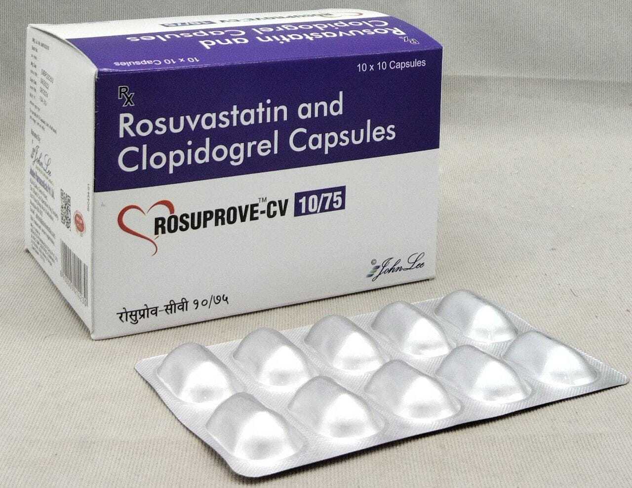 Rosuvastatin Capsules - Rosuvastatin Calcium Ip 10mg + Aspirin Ip 75mg & Clopidogrel Ip 75mg | Supports Heart Health, Reduces Stroke Risk, Aids In Heart Disease Management