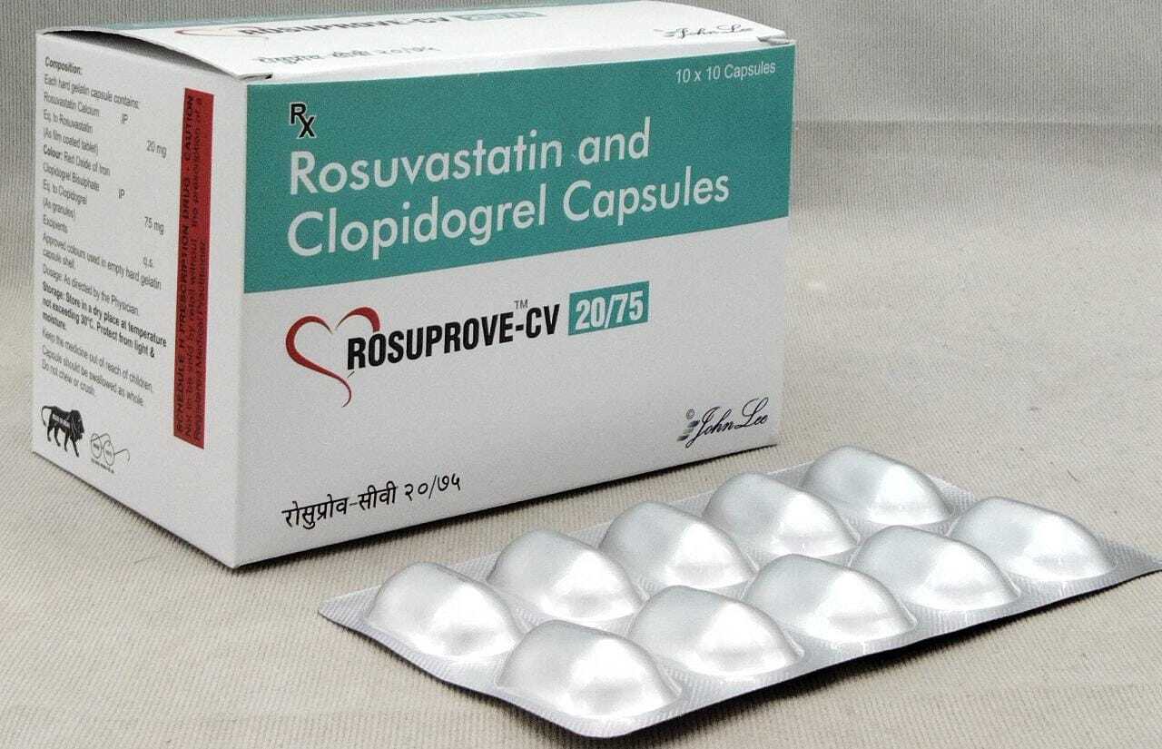 Rosuvastatin Capsules - Rosuvastatin Calcium Ip 10mg + Aspirin Ip 75mg & Clopidogrel Ip 75mg | Supports Heart Health, Reduces Stroke Risk, Aids In Heart Disease Management