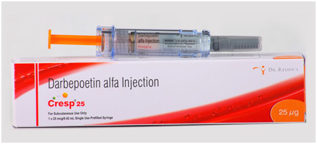Cresp Injection Darbepoetin एक चिकित्सा उत्पाद है जो एरिथ्रोपोइटिन के उत्पादन को बढ़ाता है और एनीमिया के इलाज में उपयोग होता है।