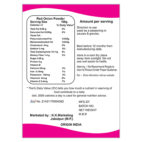 Onion Powder - Raw, Dry Storage | Natural Flavor Enhancer For Culinary Use, Versatile Ingredient For Sauces And Seasonings