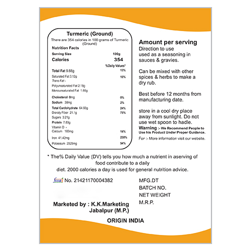 Turmeric Powder - Raw, Dry Storage | Premium Quality Spices For Culinary Use