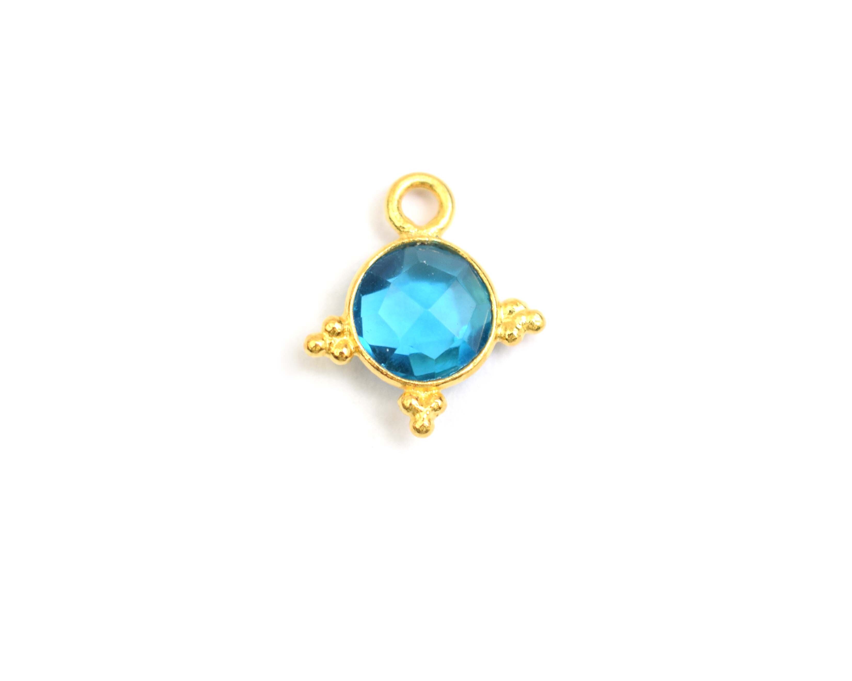Natural Multi Gemstone Round Shape Bezel Connector