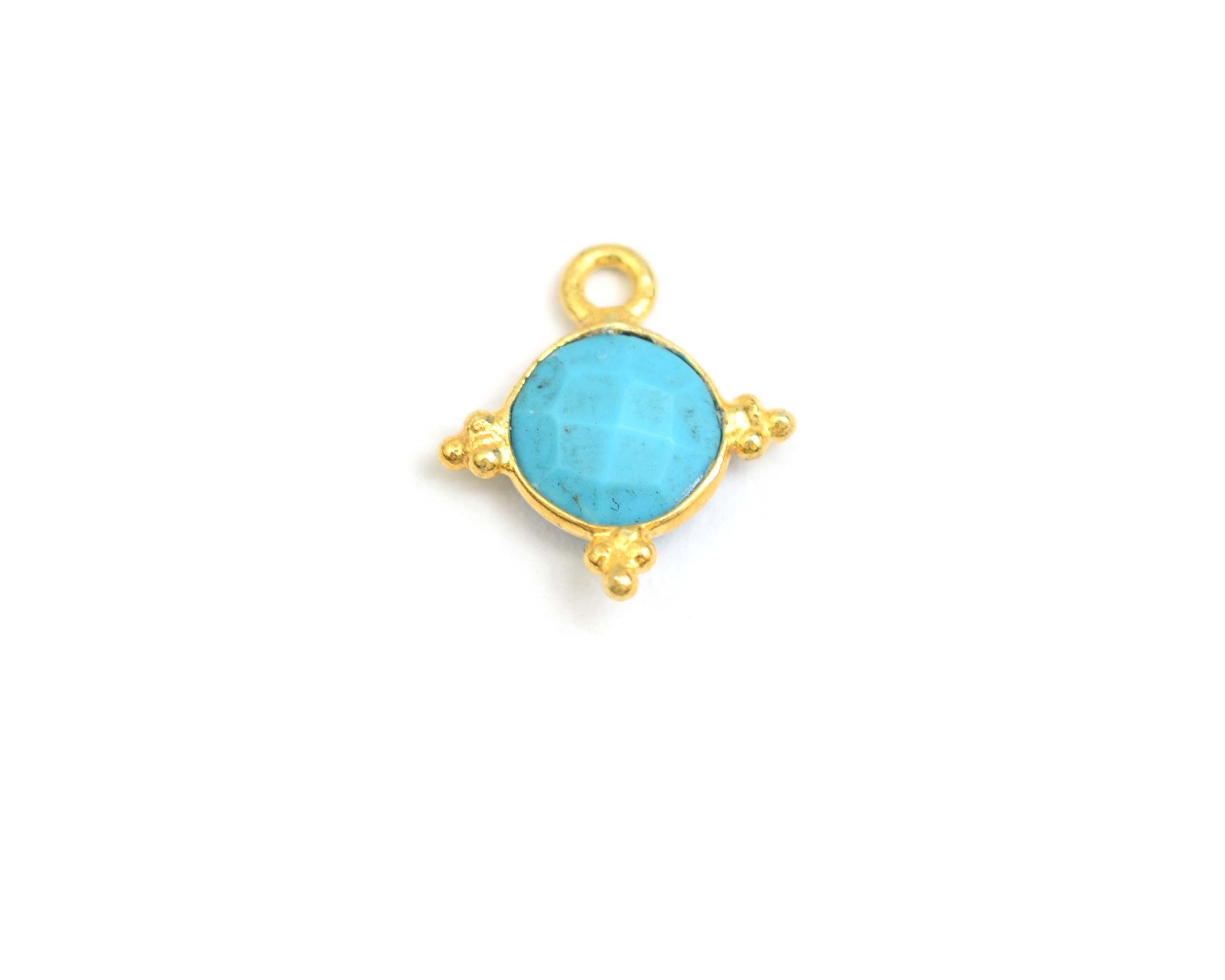 Natural Multi Gemstone Round Shape Bezel Connector