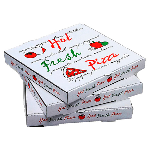 Pizza Box - Paper Material, Square Shape, Glossy Lamination Finish | Lightweight, Foldable Design, Suitable for Hot Pizza Takeaway