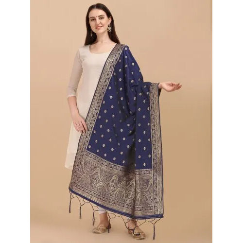Banarasi Silk Dupatta - 36 Inch | Lustrous Sheen Trendy Linear Textures All-season Washable