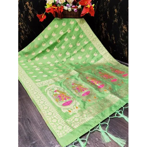Floral Printed Banarasi Silk Dupatta - Silk Material Assorted Colors & Patterns | Washable All Season Wear Elegant Floral Design