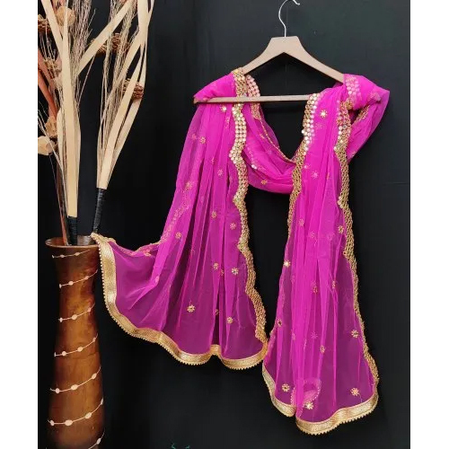 2.3 Meter Designer Embroidered Net Dupatta - Soft Net Fabric, 2.30 Meter Length, Bright Embroidery With Lace Detail | Casual Dress Type, All Season Wear