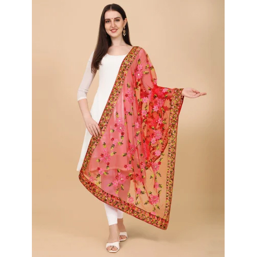Designer Embroidered Net Dupatta - Supreme Quality Net, 2.20 Meter Length | Washable, All-season, Color-fastness, Stylish Designs