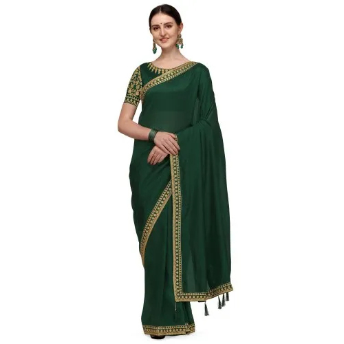 Multicolor Ladies Wedding Embroidered Work Silk Saree