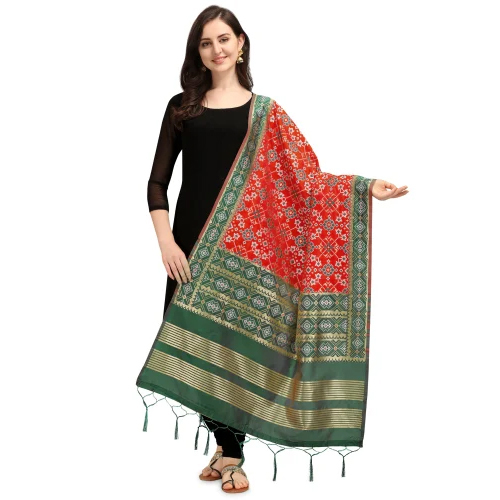 Ladies Patola Silk Dupatta - Silk Material Multicolor Design For Casual Occasions | Suitable For Summer Winter Rainy And Spring Seasons