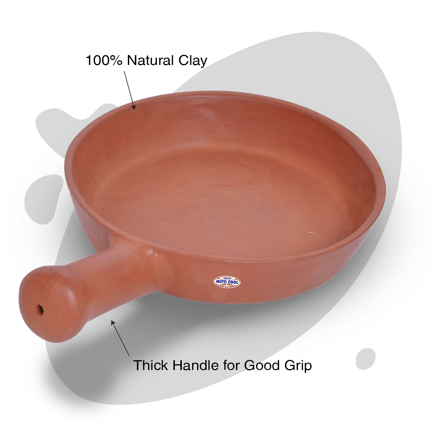 Clay Fry Pan - 1.5 Liters, Brown | Durable, Gas Stovetop Compatible, Microwave Safe, Easy To Clean, Even Heating, Traditional Cooking