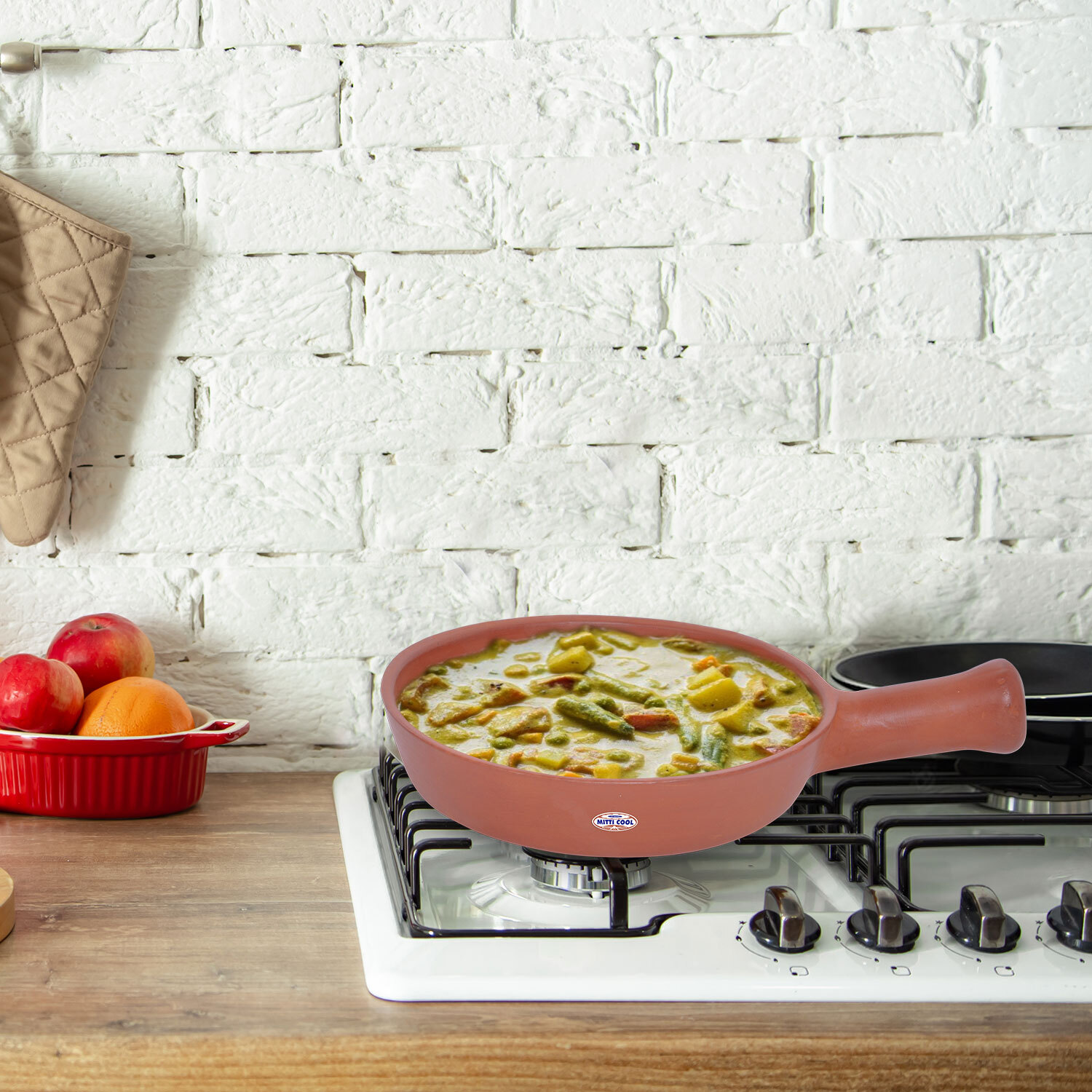Clay Fry Pan - 1.5 Liters, Brown | Durable, Gas Stovetop Compatible, Microwave Safe, Easy To Clean, Even Heating, Traditional Cooking