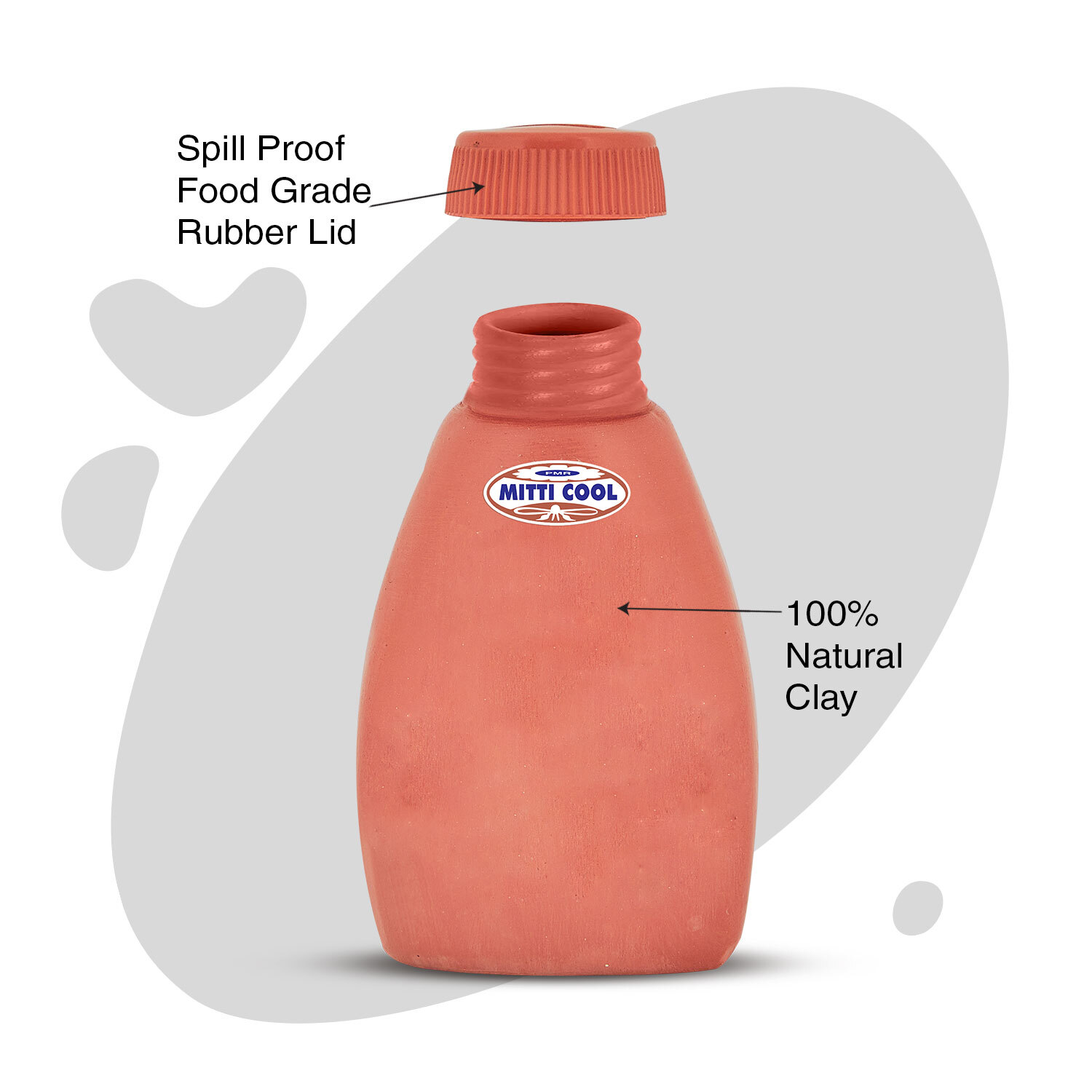 Mitti Cool Clay Water Bottle - 300ml 400ml 600ml | Natural Self-cooling Ph Neutralizing Handmade With Clay & Handicraft Painting