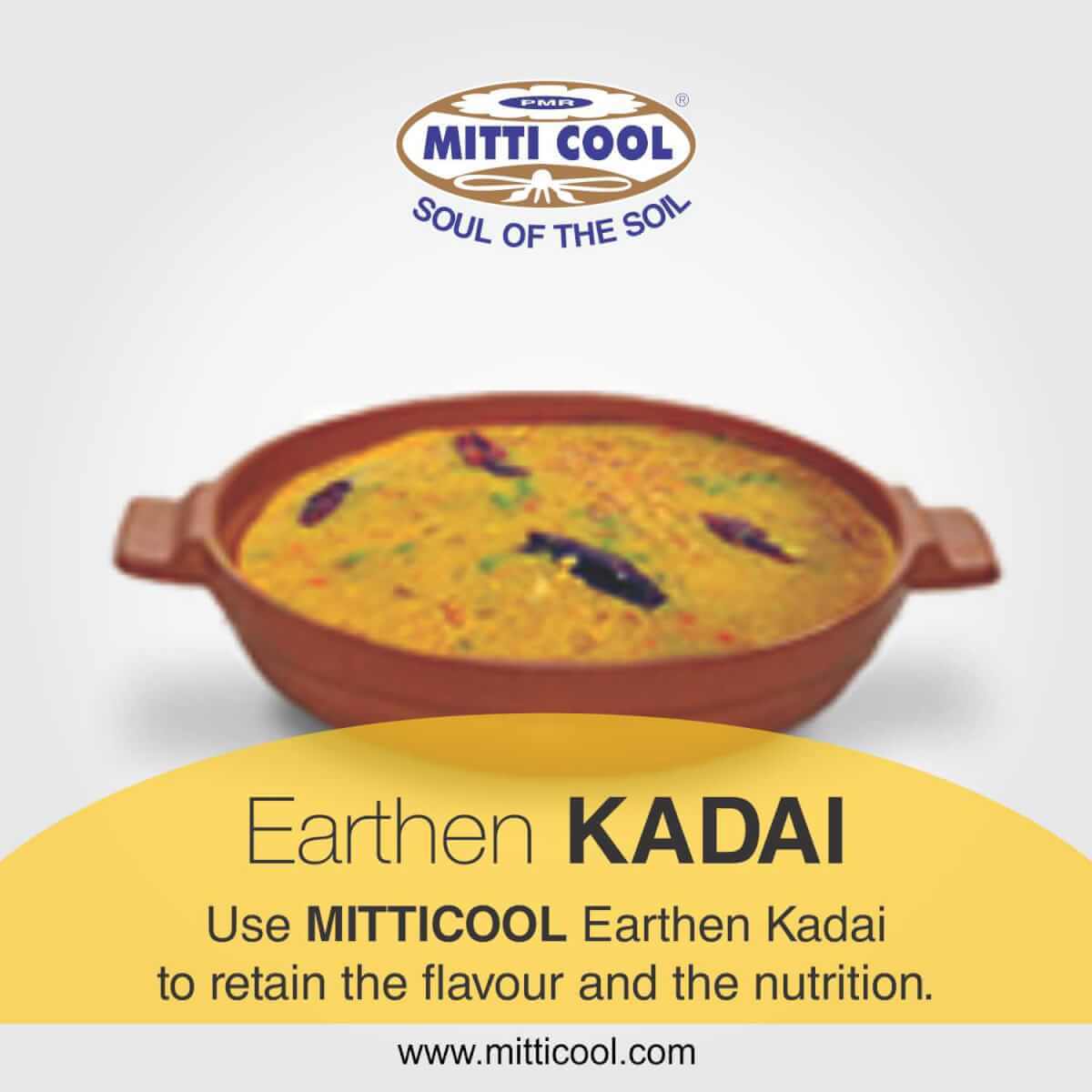 Clay Kadai - 1.5 Liters, Brown | Microwave Safe, Easy To Use, Easy To Clean, Natural Taste, Gas Stovetop Compatible Clay Pot For Healthy Cooking