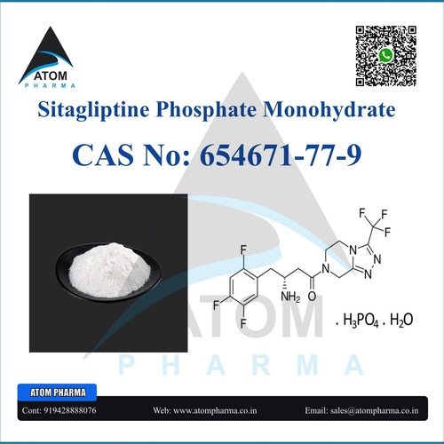 Sitagliptine Phosphate Monohydrate API - 99% Purity, White to Off-White Powder | Freely Soluble in Water, Customized Particle Size Available