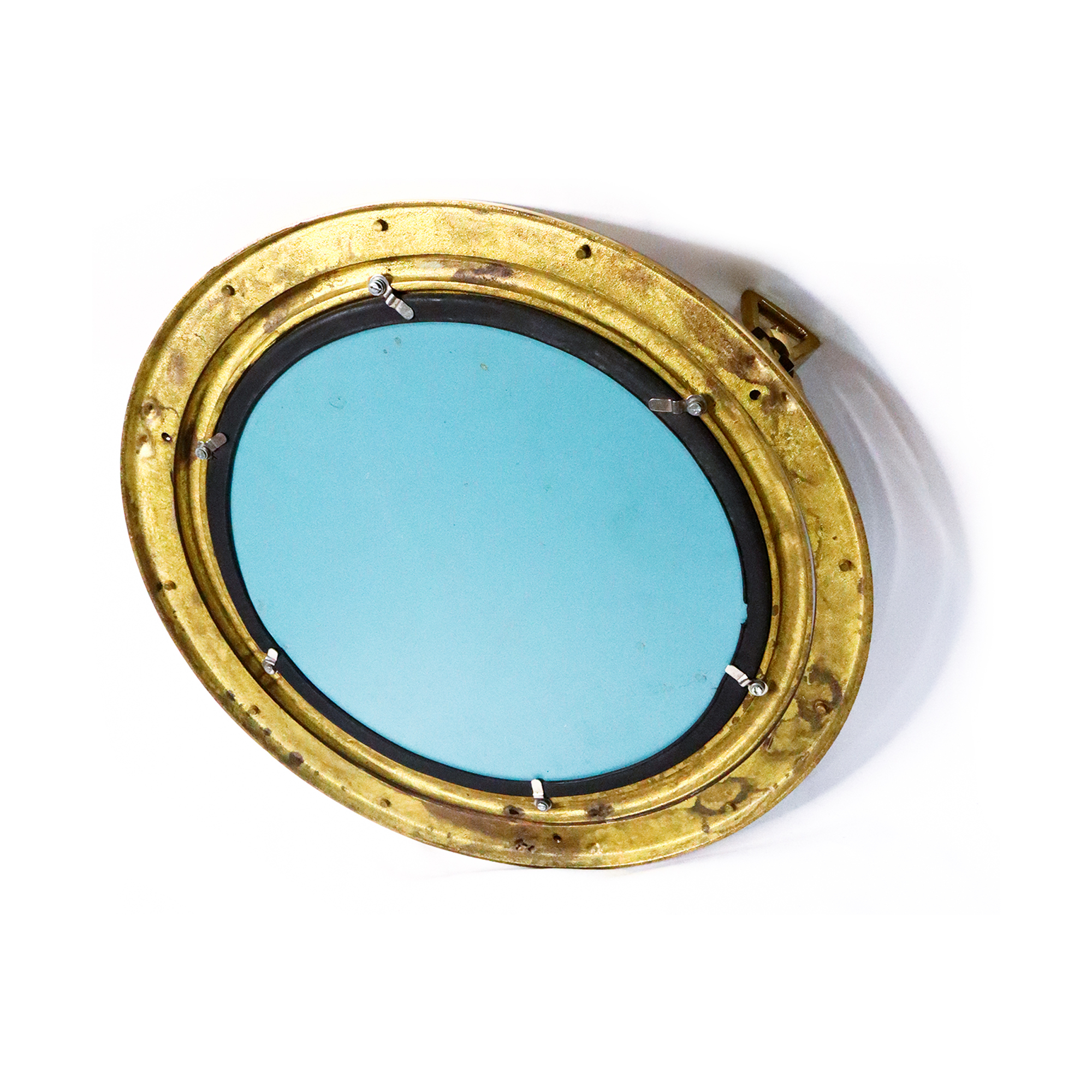 Brass Porthole Mirror - 15 Inch Diameter, Golden Shiny Finish | Premium Quality Nautical Decor With Working Hinged Feature