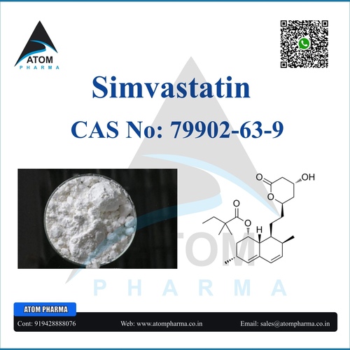 Simvastatin API - CAS No: 79902-63-9, Molecular Formula: C25H38O5, Appearance: White to Almost White Powder, Purity: 99%