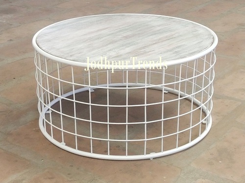 Iron Jali Coffee Table Wood Top - Feature: Durable