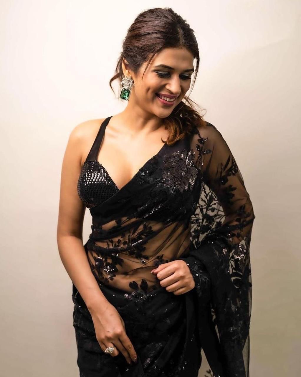 Net Black Designer Saree