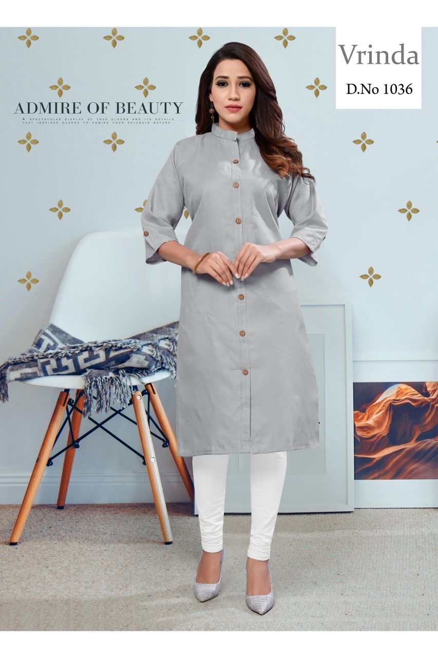Plain Kurti - Rubi Cotton, Sizes S-xxxl, Length 42 Inches, Monsoon Special Colors, Wooden Button With Pocket, Washable Daily Wear For Ladies