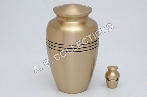 Mat Brass Engraved Three Black Lined Classic Metal Urn