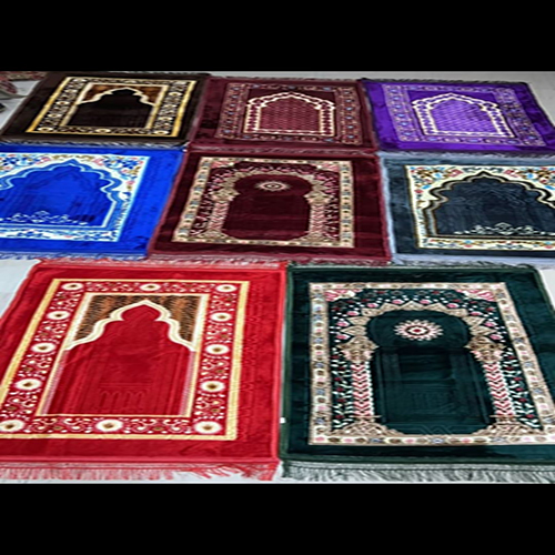 Prayer Mat - 3x4 Feet Rectangular Red Knitted Design | Quick Drying, Hand Washable, Water Absorbent, Printed Pattern