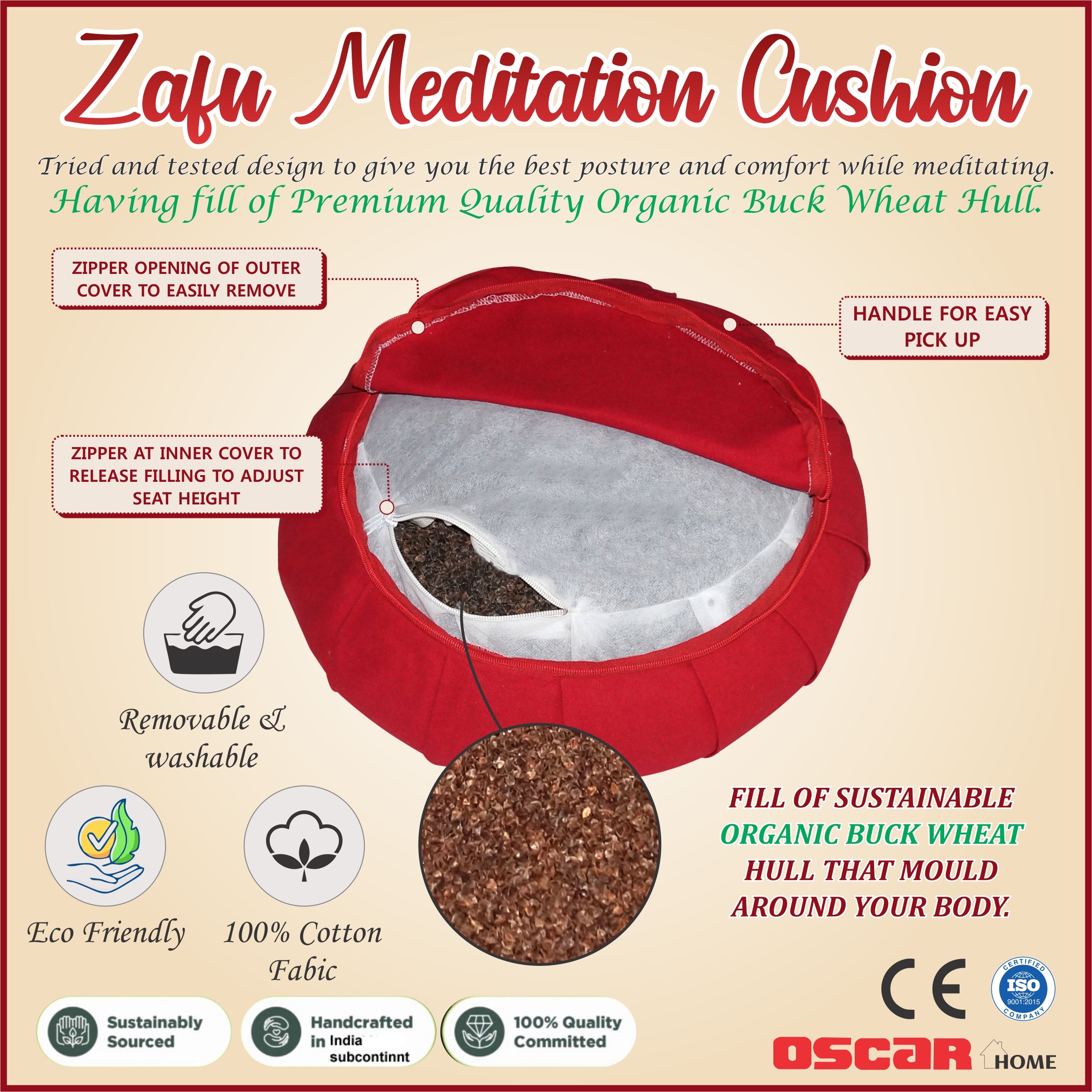 Multi Red Meditation Cushion