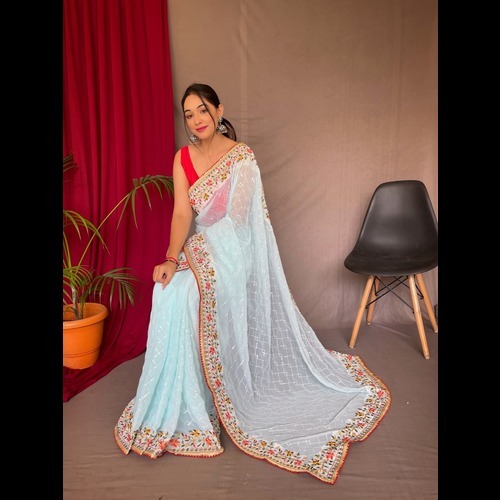 Pure Georgate Saree - Color: Lavender