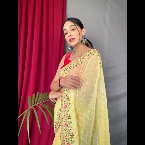 Pure Georgate Saree - Color: Lavender