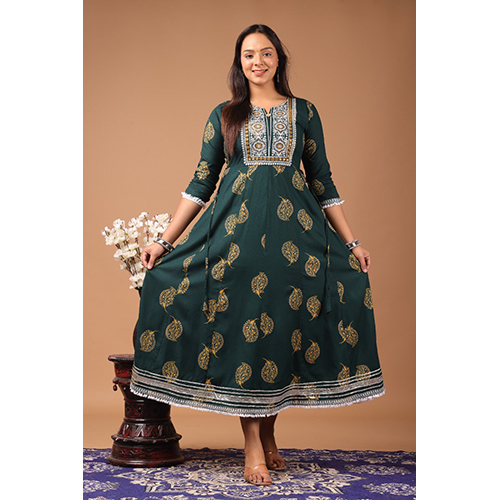 slim fit dress slacks Bottle Green Dupion Silk Dabka Embroidered Front Open Anarkali with Pants and Dupatta. Xs main image 1