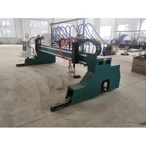 Gantry Type Plasma Cutting Machine - Metal, Green Color , Plc Control, Full Automatic Operation, Electric Drive, Computerized System, Warranty Included