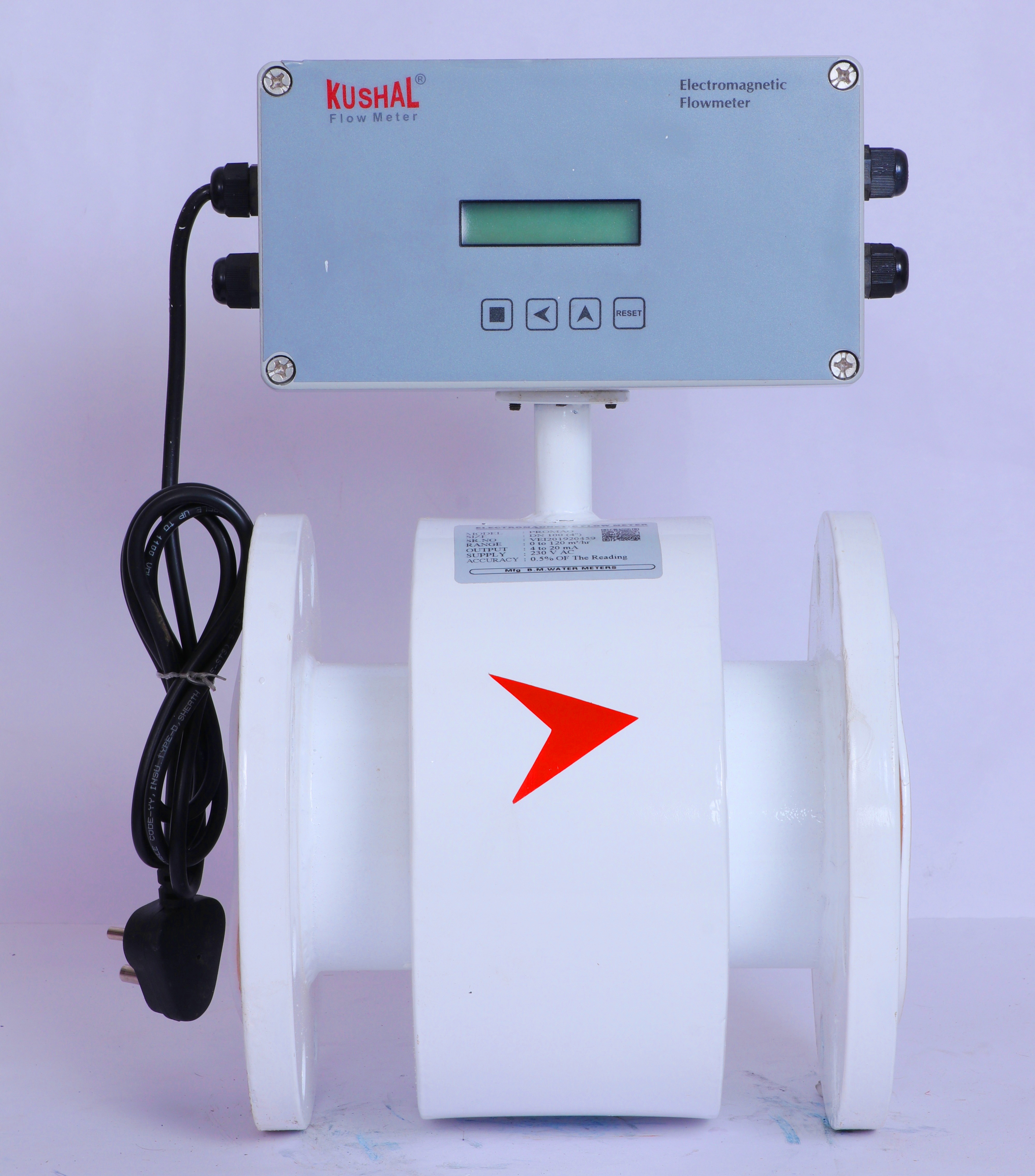 Electromagnetic Flowmeter - Ptfe Lining, Ss 304 Body, Ip68 Rated, 4-20madc Output - Accurate To ±0.5% Psi, 15 Nb To 1500 Nb Size, Lcd Display With Green Backlight
