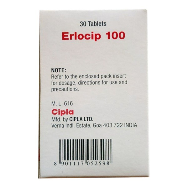 Erlocip 100mg Tablet Store Below 30a C