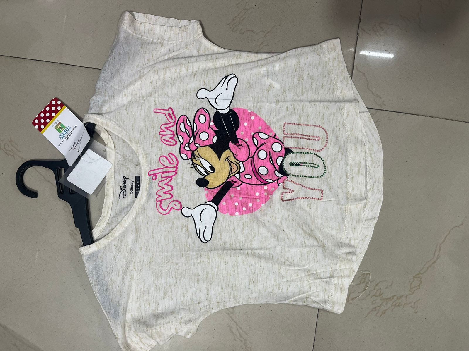 Girls Top - Cotton, Small Size | Pink, Short Sleeve, Round Neckline, Printed Pattern, Regular Fit